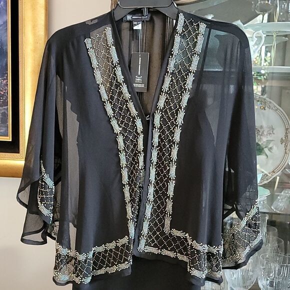 INC black fancy dress shawl O/S NWT 🖤 - Picture 2 of 4